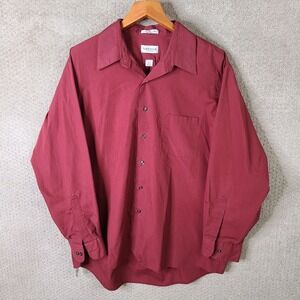 Van Heusen Shirt Mens‎ XL 34/35 Maroon Red Long Sleeve Button Down Poplin